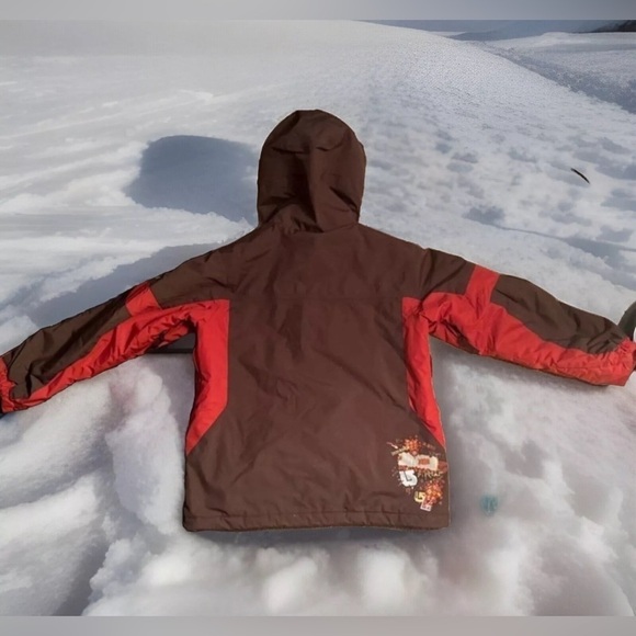 Children’s Burton Nylon  Snowboard Jacket W/Hood + Pockets Boys Sz L Red/Brown - Picture 2 of 2
